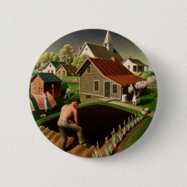 Grant Wood Vår i staden (1941) Knapp