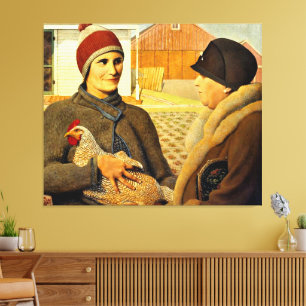 Grant Wood - värdering, bra konsmålning Canvastryck
