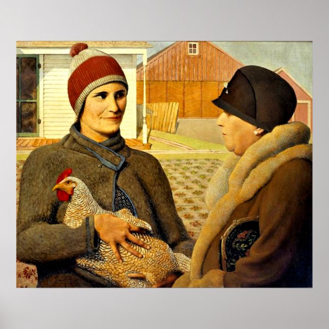 Grant Wood - värdering, bra konsmålning Poster (Framsidan)
