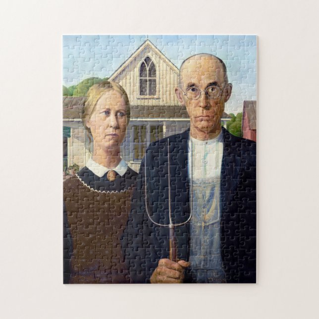Grant Woods's American Gothic (1930) Pussel (Vertikal)