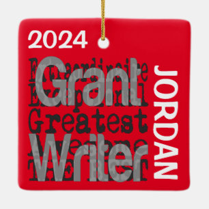 Grant Writer Extraordinaire-ANPASSNINGSBAR Julgransprydnad Keramik