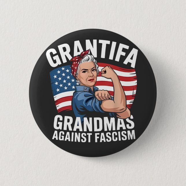 Grantifa Grandma Against Facism No King USA  Knapp (Framsida)