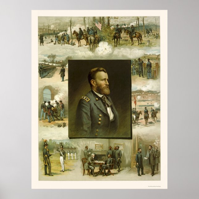 Grant's Career Scenes av L. Prang & Company 1885 Poster (Framsidan)