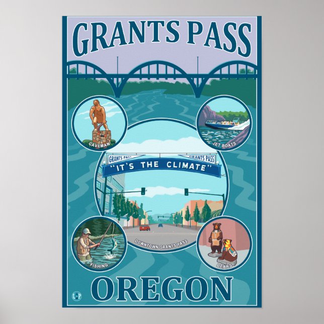 Grants Pass, OregonScenia Travel Poster (Framsidan)