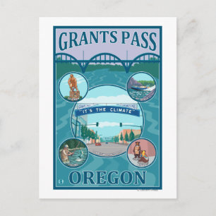 Grants Pass, OregonScenia Travel Poster Vykort