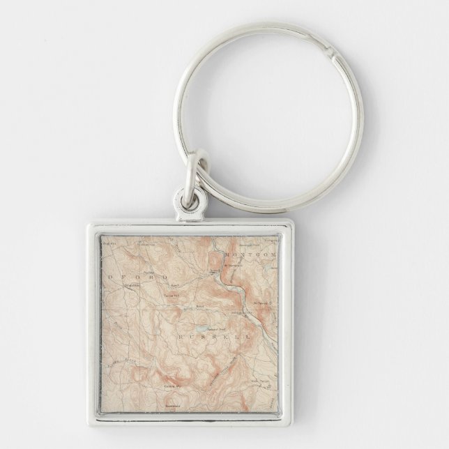 Granville, Massachusetts Fyrkantig Silverfärgad Nyckelring (Framsidan)
