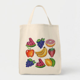 Grape Apple Banana Lemon Fruit Livsmedel Tote Tygkasse