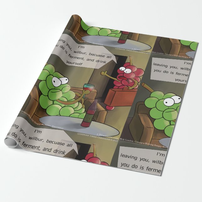 Grape Break-Up Rolig Mat, Vin & Äktenskap Comic Presentpapper (Utrullad)