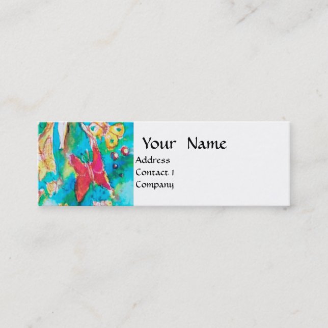 GRAPE FAIRY TALE Flowers Butterflies Blommigt Mini Visitkort (Framsida)