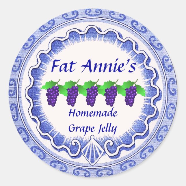 Grape Jelly Label Runt Klistermärke (Framsida)
