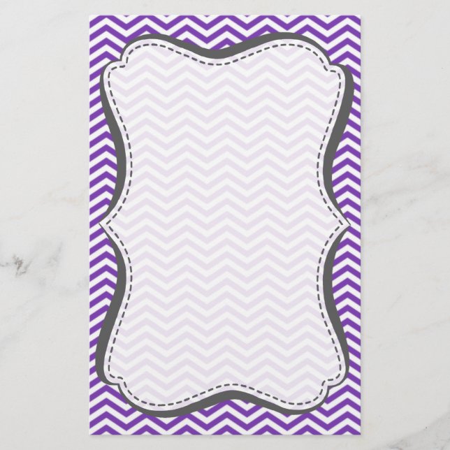 Grape Lila Chevron Rand Brevpapper (Framsida)