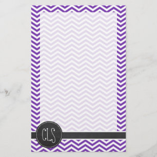 Grape Lila Chevron Rand; chalkboard-utseende Brevpapper