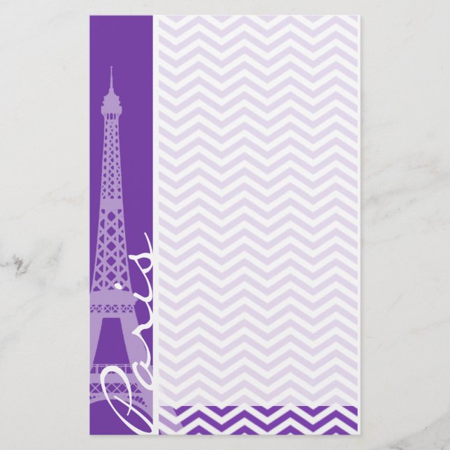 Grape Lila Chevron Rand, Paris Brevpapper (Framsida)