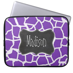 Grape Lila Giraffe Animal Print; chalkboard-utseen Laptop Sleeve