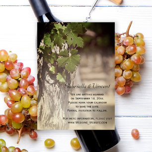 Grape Lövs Vineyard Bröllop spara datum Inbjudningar