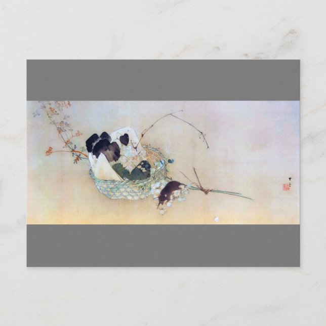 Grape och mus, Watanabe Seitei Vykort (Framsida)