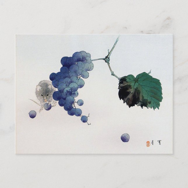 Grape och mus, Watanabe Seitei Vykort (Framsida)