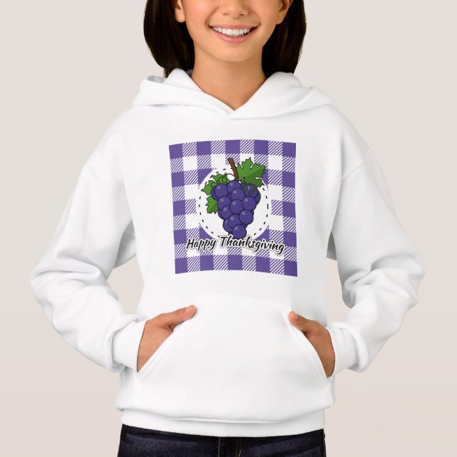 Grape on Violet Plaid - Happy Thanksgiving T Shirt (Framsida)