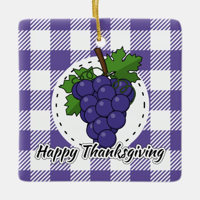 Grape on Violet Play - Happy thanksgiving Julgransprydnad Keramik (Framsida)