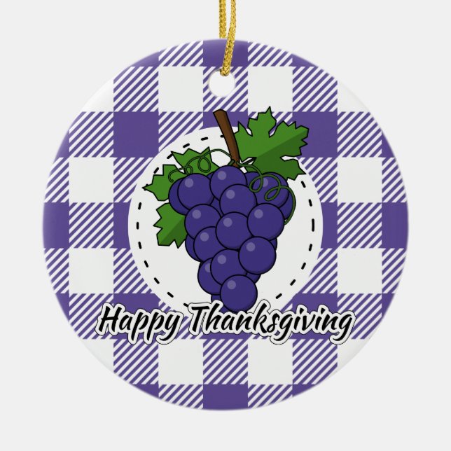 Grape on Violet Play - Happy thanksgiving Julgransprydnad Keramik (Framsidan)