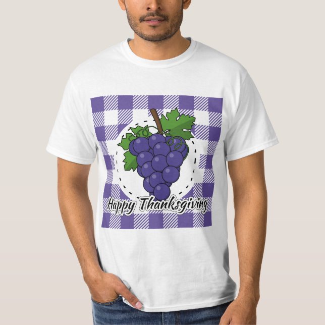 Grape on Violet Play - Happy thanksgiving T Shirt (Framsida)