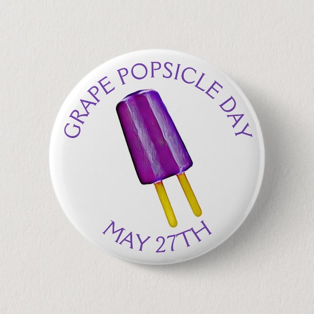 Grape Popsicle Day May 27:e Finny Food Helgdag Knapp (Framsida)