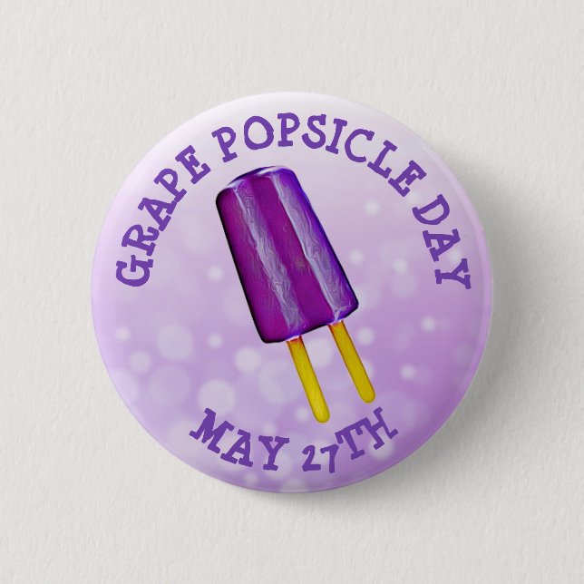 Grape Popsicle Day May 27:e Finny Food Helgdag Knapp (Framsida)