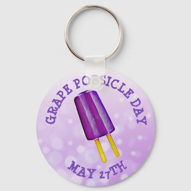 Grape Popsicle Day May 27:e Finny Food Helgdag Nyckelring (Framsida)