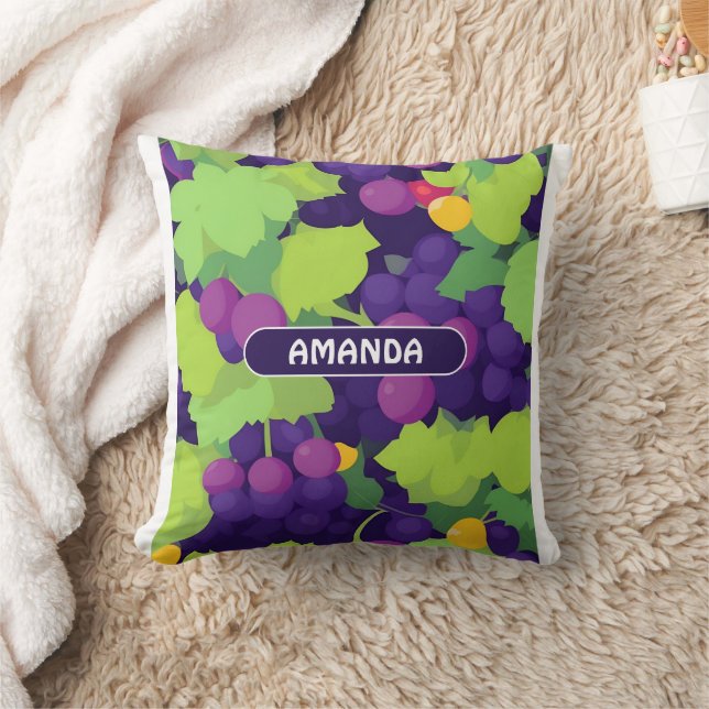 Grape Retro Colorful Personlig Mönster Kudde (Filt)