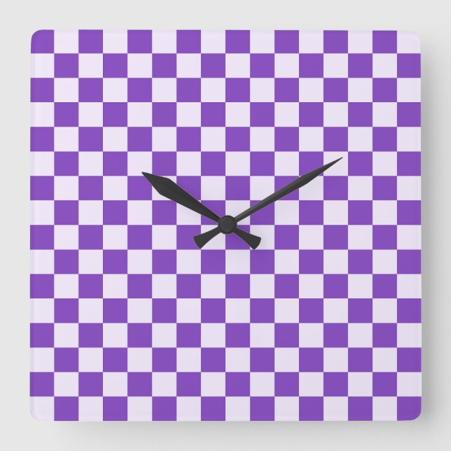 Grape soda checkerboard pattern fyrkantig klocka (Framsida)