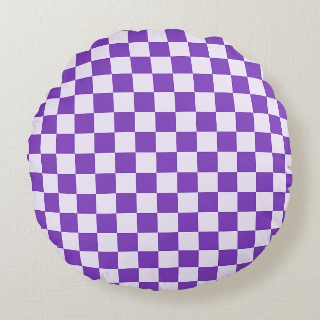 Grape soda checkerboard pattern rund kudde (Framsidan)