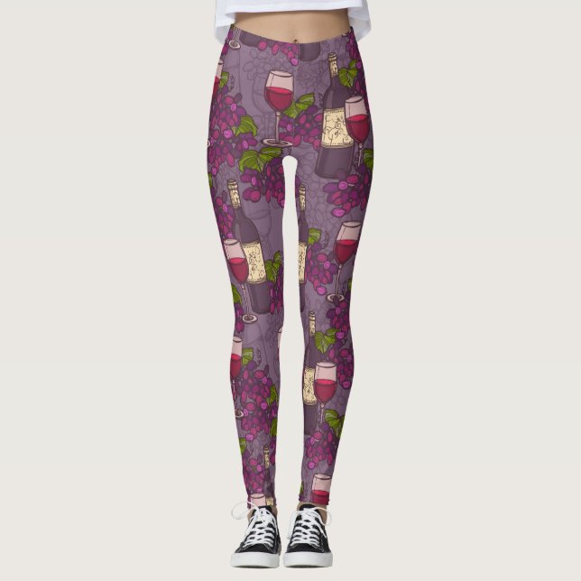 Grape Vin Mönster Leggings (Framsida)