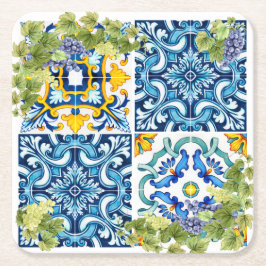 Grape Vine från Bright Mediterranean Sicilian Tile Underlägg Papper Kvadrat
