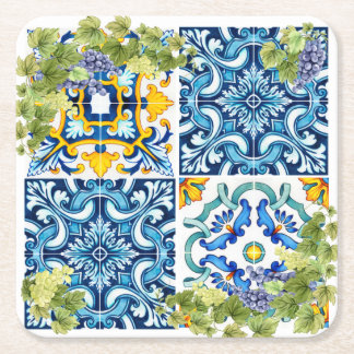 Grape Vine från Bright Mediterranean Sicilian Tile Underlägg Papper Kvadrat