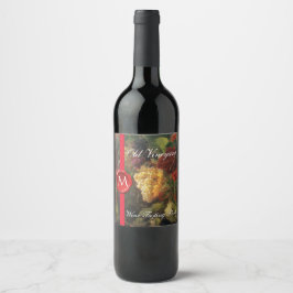GRAPE VINEYARD VIN TASTING Red Vax Seal Monogram Vinflaska Etikett