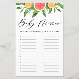 Grapefruit Barn namn Alphabet Baby Shower-spel