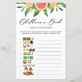 Grapefruit Bok Emoji Pictionary Baby Shower Game