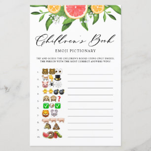 Grapefruit Bok Emoji Pictionary Baby Shower Game
