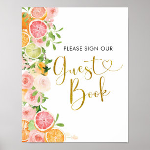 Grapefruit Citrus Möhippa Guest Bok Poster