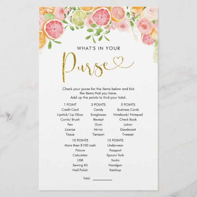 Grapefruit Citrus Möhippa Purse Game (Framsida)