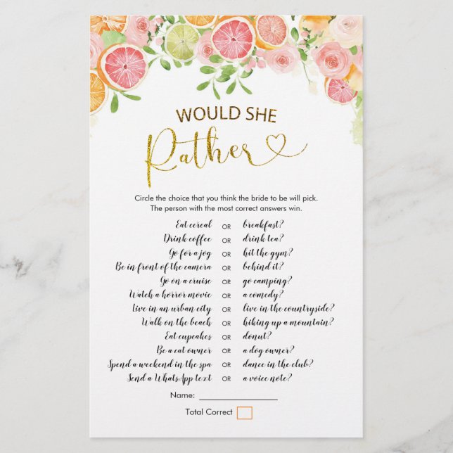 Grapefruit Citrus Möhippa skulle hon hellre hellre (Framsida)