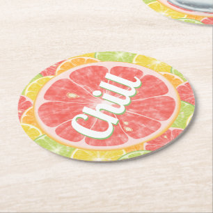 Grapefruit Citrus Slices Chill Underlägg Papper Rund