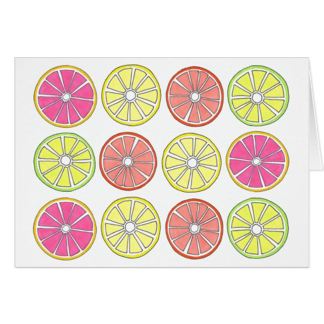 Grapefruit Lemon Lime Orange Citrus Fruit Slices Hälsningskort (Framsidan Horizontal)