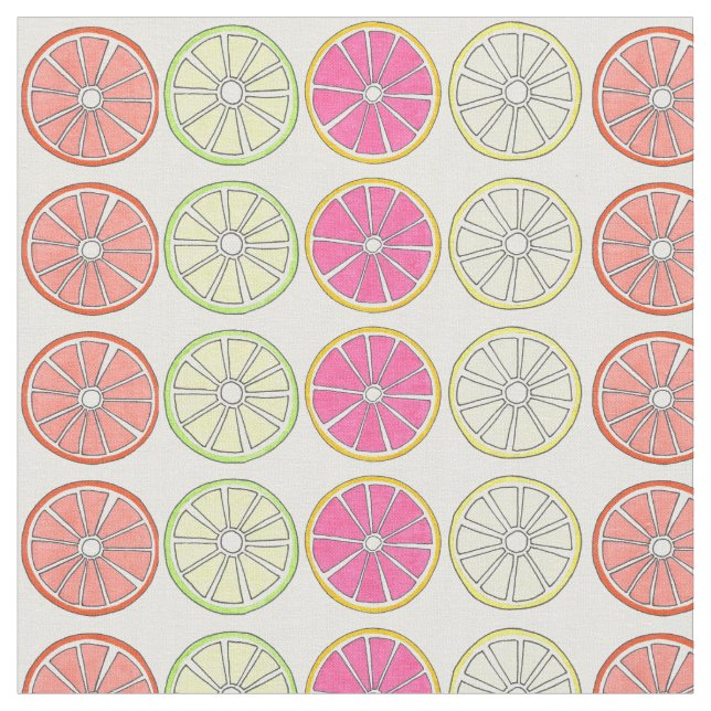 Grapefruit Lemon Lime Orange Citrus Fruit Slices Tyg (Närbild)