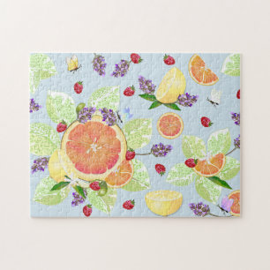 Grapefruit Lemon Orange Raspberry Citrus Fruit Mix Pussel