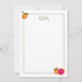 Grapefruit Monogram Stationery Inbjudningar