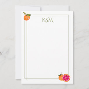 Grapefruit Monogram Stationery Inbjudningar