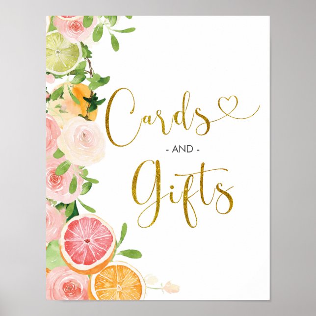 Grapefrukt Citrus Bröllopsdusch Kort och Gåvor Poster (Framsidan)