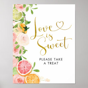 Grapefrukt Citrus Bröllopsfest Kärlek är Sött Poster