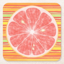 Grapefrukt Citrus Slice på Rand Underlägg Papper Kvadrat